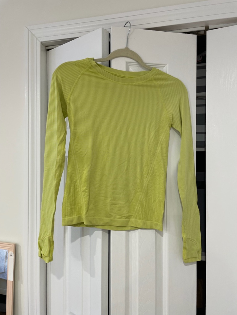 Athleta Lime Green Long-Sleeve Momentum Tee